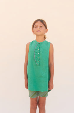 25106 Ruffle Tunic Dress - Middle Green