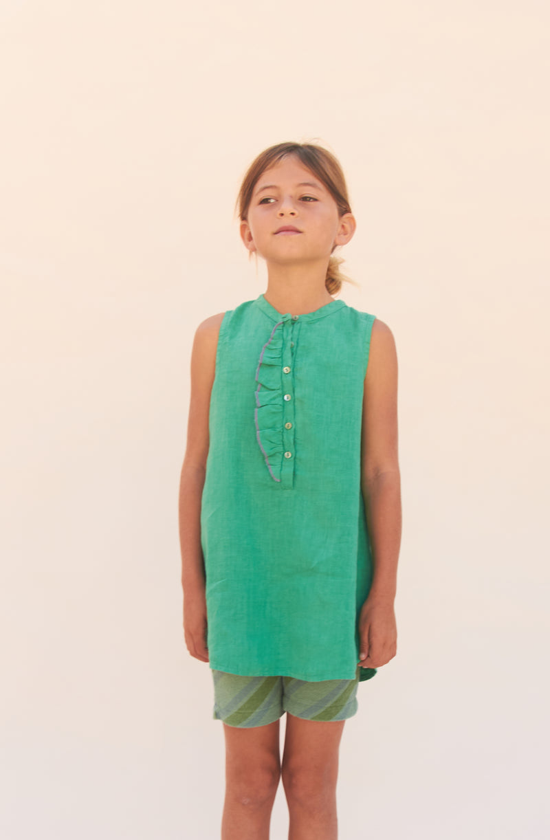 25106 Ruffle Tunic Dress - Middle Green
