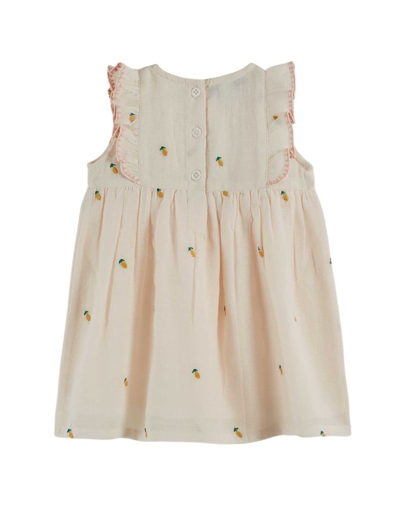 emile et ida brown vintage embroidered dress Emile Et Ida Brode Canvas Dress – JellyBeanz Kids main image 1