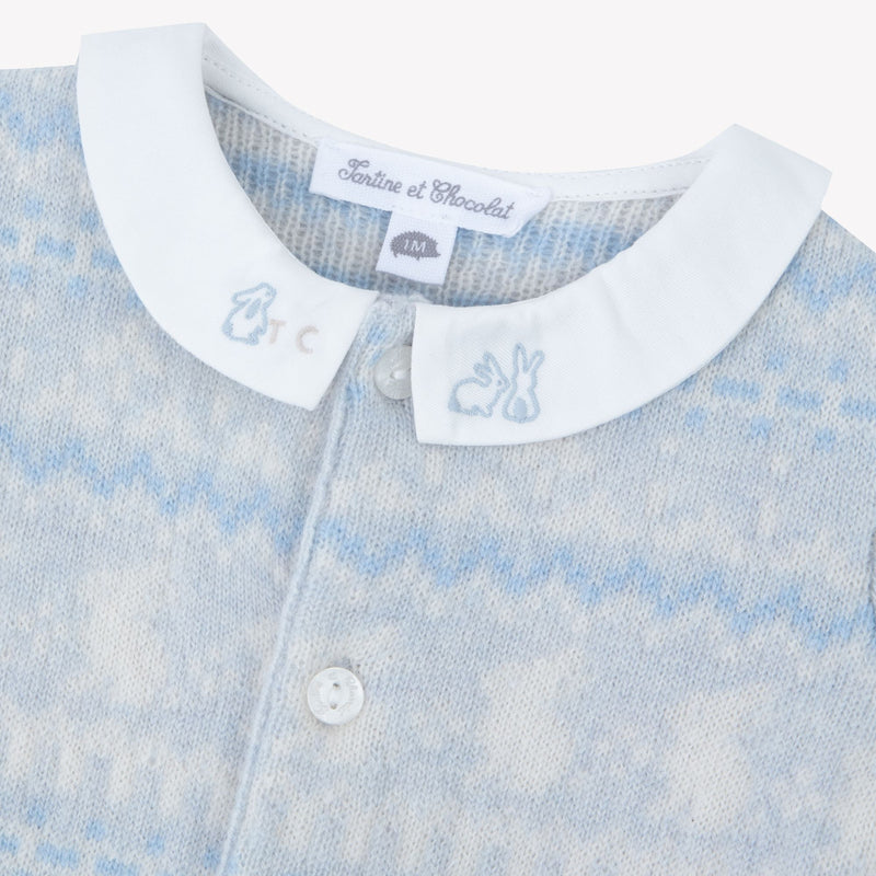 PREMIER TROUSSEAU GARCON COMBILONGUE2 - Bleu celeste chiné (CB32040)