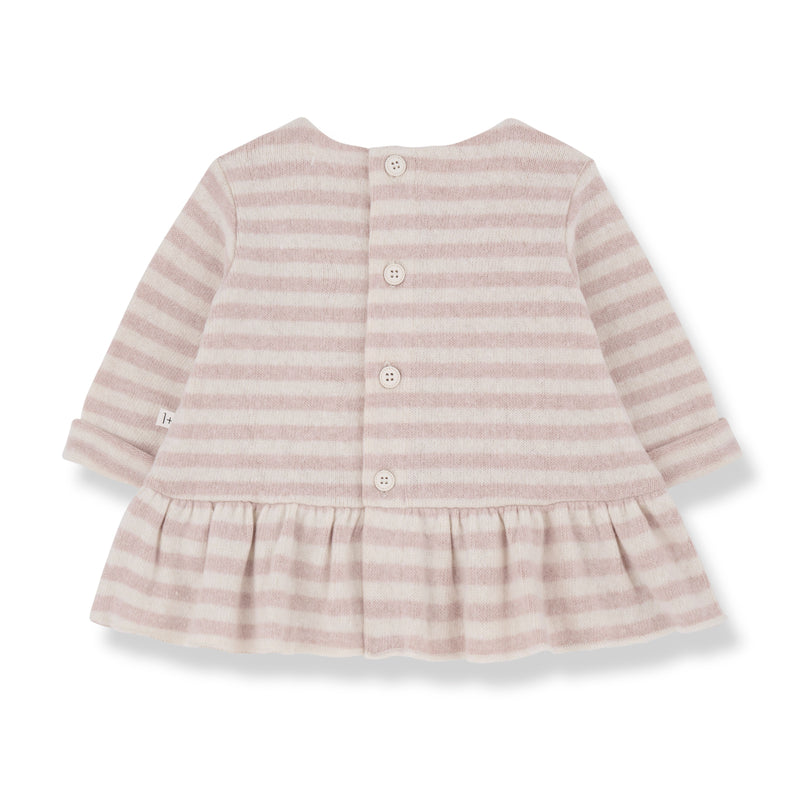 CLAUDETTE SOFT STRIPED FLEECE dress - nude