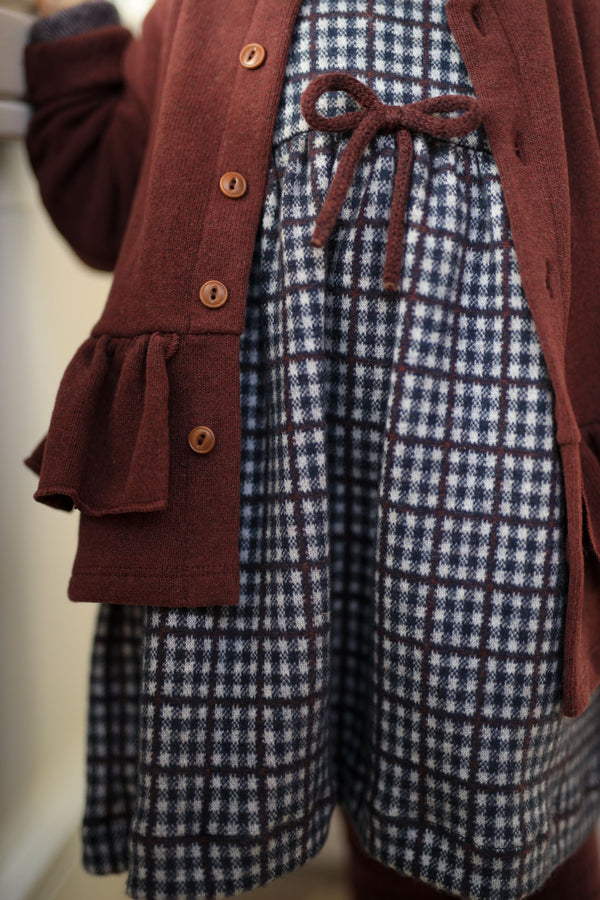 JULIA CHECK FLEECE collar dress - dark-blue