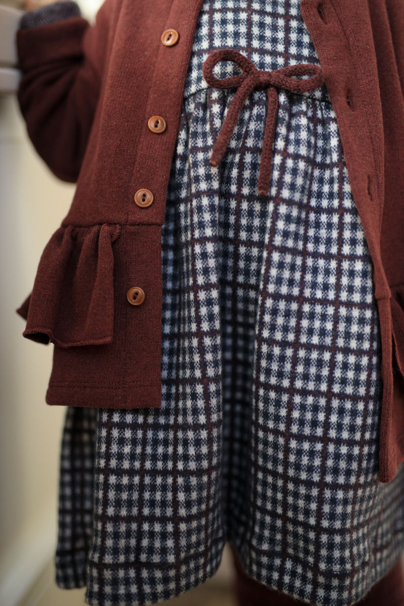 JULIA CHECK FLEECE collar dress - dark-blue