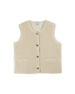 SLEEVELESS CARDIGAN IDA-CACAO - ECRU