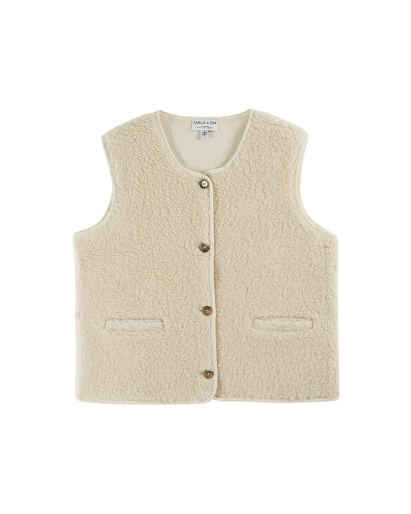 SLEEVELESS CARDIGAN IDA-CACAO - ECRU