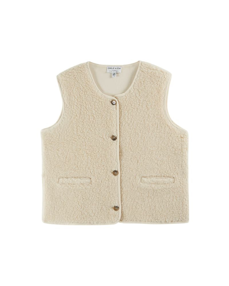SLEEVELESS CARDIGAN IDA-CACAO - ECRU