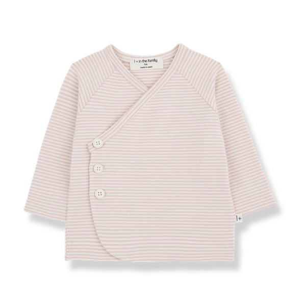 IDARA STRIPED ORGANIC JERSEY l.sleeve nb shirt - nude