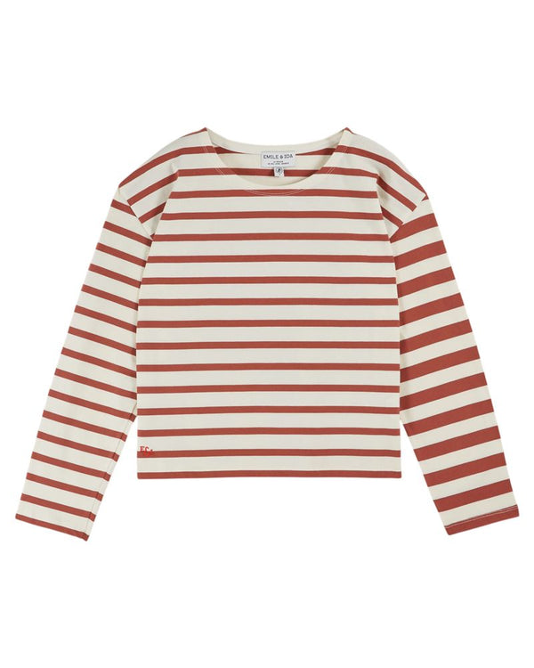 STRIPED T-SHIRT IDA-CYBELE - ECRU/BRIQUE