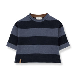 KNUT SOFT WIDE STRIPE FLEECE sweater - denim