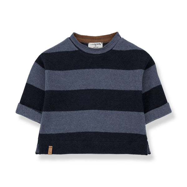 KNUT SOFT WIDE STRIPE FLEECE sweater - denim