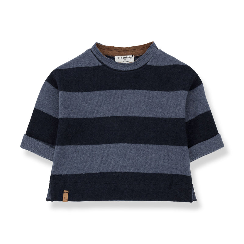 KNUT SOFT WIDE STRIPE FLEECE sweater - denim
