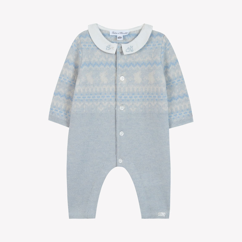 PREMIER TROUSSEAU GARCON COMBILONGUE2 - Bleu celeste chiné (CB32040)