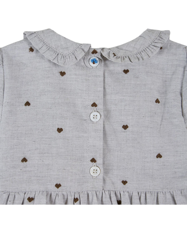 HEART SMOCKED BABY ROMPER AC205 - COEUR