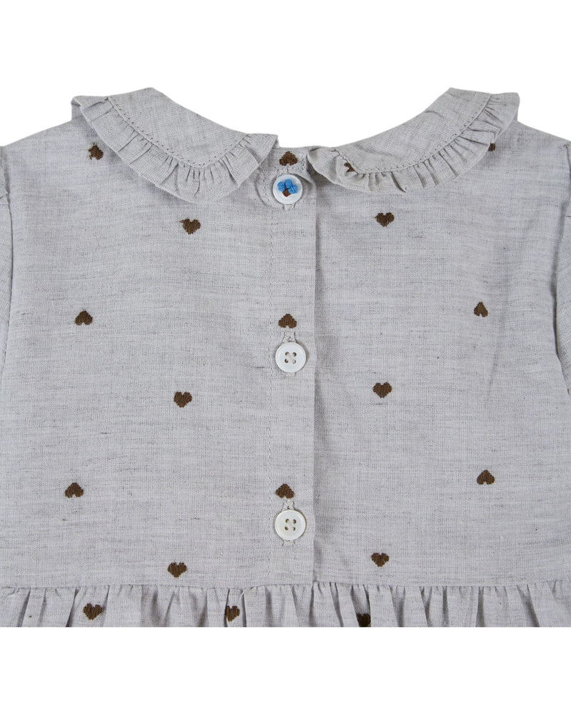 HEART SMOCKED BABY ROMPER AC205 - COEUR