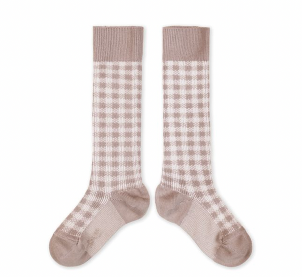 2750 Claude - Chaussettes hautes Vichy - 331 Vieux Rose