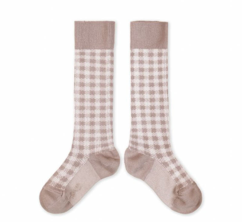 2750 Claude - Chaussettes hautes Vichy - 331 Vieux Rose