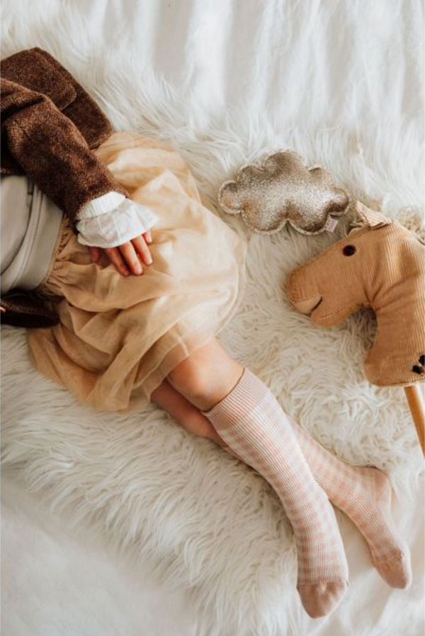 2750 Claude - Chaussettes hautes Vichy - 331 Vieux Rose