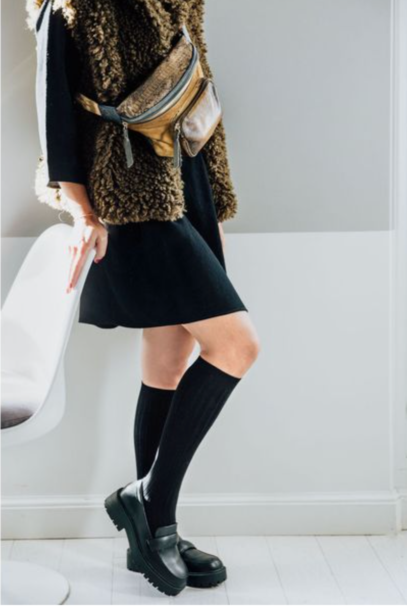 2950 La Haute - Ribbed Knee-high Socks - 044 Nuit Etoilée