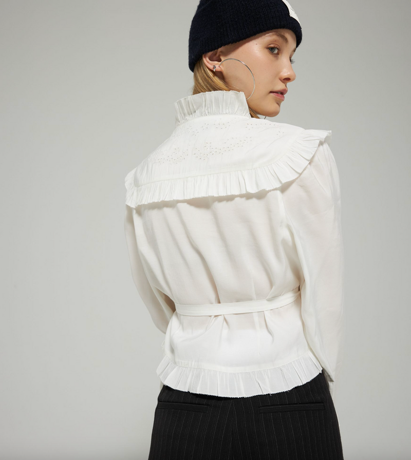 Wrap broderie anglaise top - cream