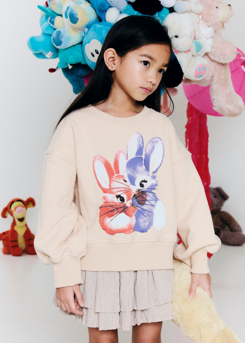 YCON GIRLS SWEAT WITH PRINT - BUNNY BARLEY