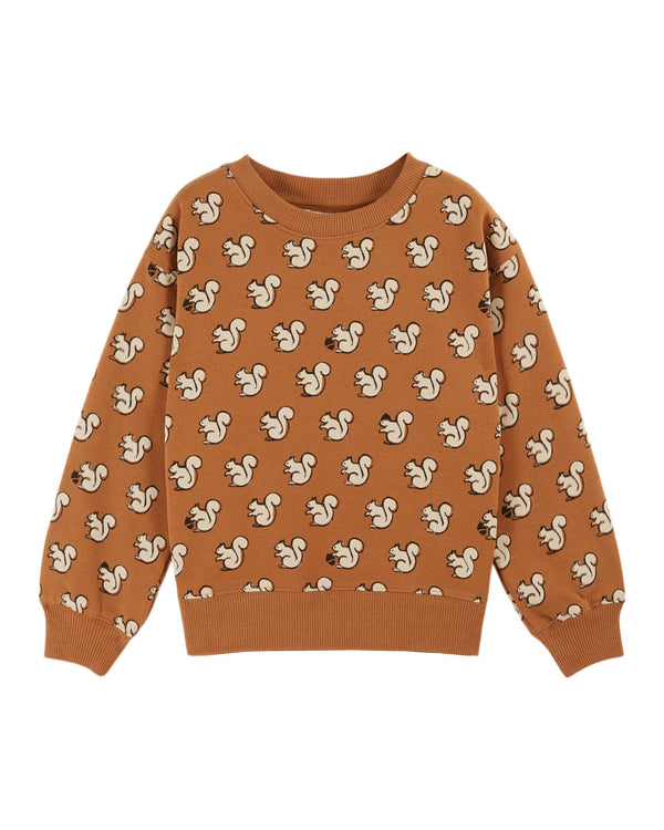 SQUIREL ALL OVER PRINTED SWEATSHIRT AC101 - PECAN