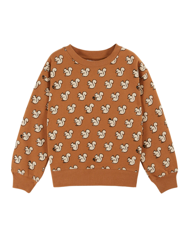 SQUIREL ALL OVER PRINTED SWEATSHIRT AC101 - PECAN