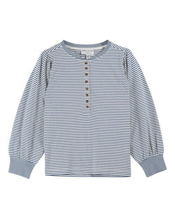 STRIPED BASEBALL COLLAR T-SHIRT IDA-CLAIRE - ECRU/BANQUISE