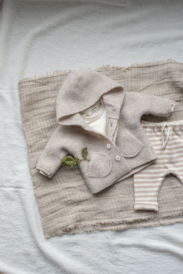 VICENS SOFT STRIPED FLEECE pants - beige