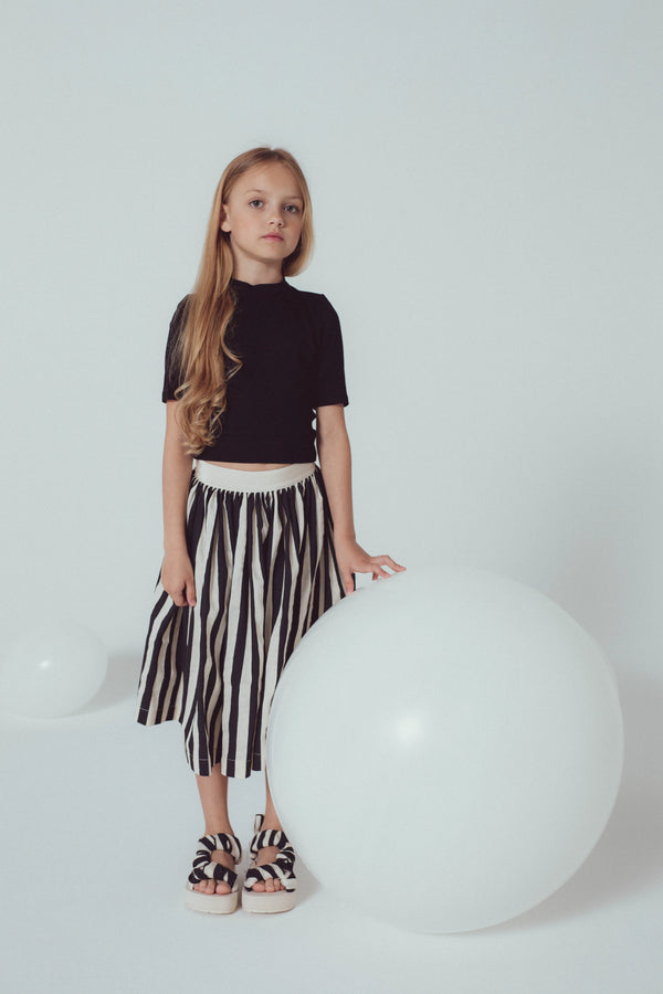 Anne Skirt - Black/Milk Stripes