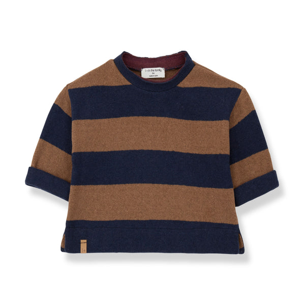 KNUT SOFT WIDE STRIPE FLEECE sweater - castagna