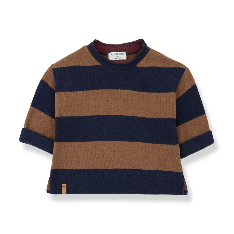 KNUT SOFT WIDE STRIPE FLEECE sweater - castagna
