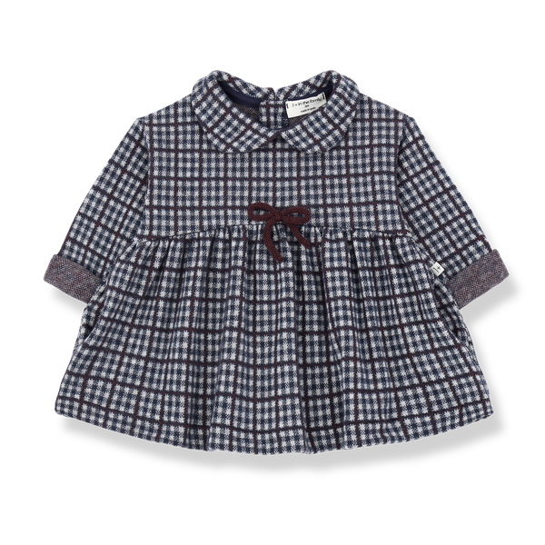 JULIA CHECK FLEECE collar dress - dark-blue