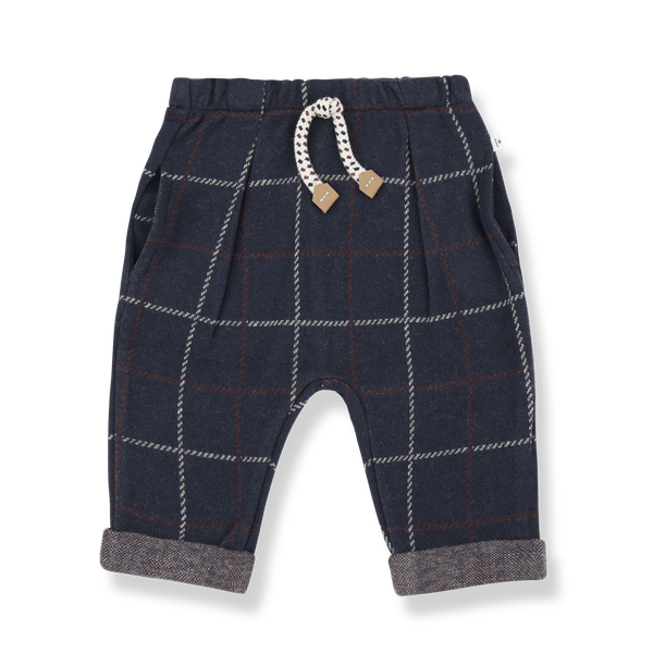ROBIN BIG CHECK FLEECE pants - dark-blue