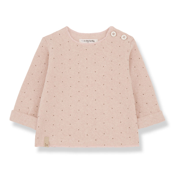 JUTTA SOFT PRINTED FLEECE l.sleeve t-shirt - nude (light pink)