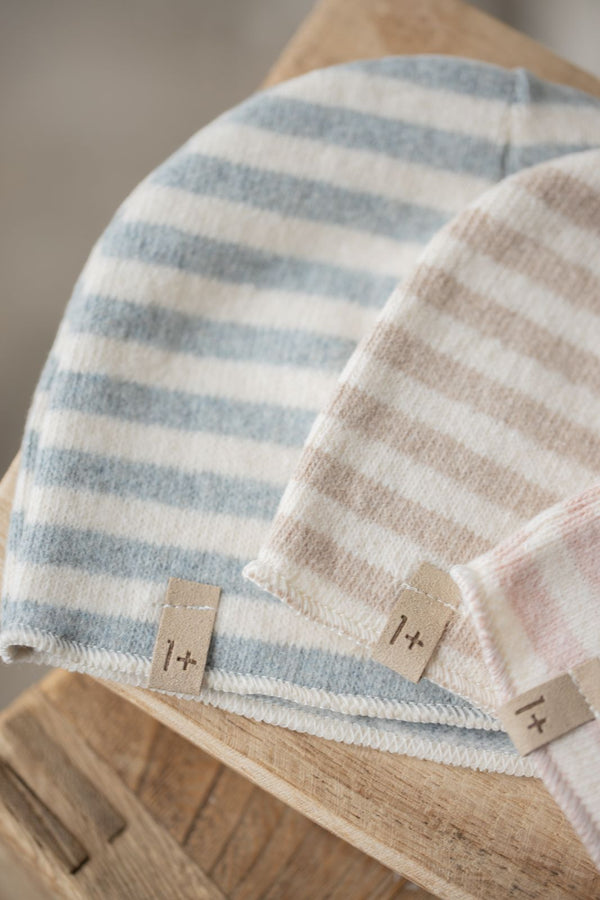 HONORE SOFT STRIPED FLEECE beanie - beige