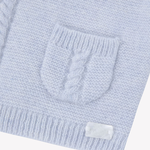 PREMIER TROUSSEAU GARCON CARDIGAN2 - Bleu céleste chiné (CB18010)