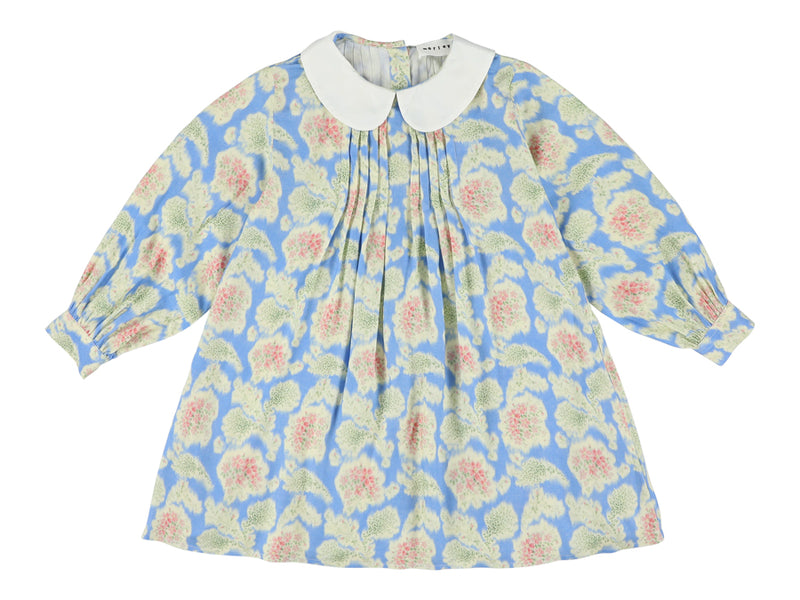 YDA GIRLS DRESS WITH WHITE COLLAR - HENRI BLEU