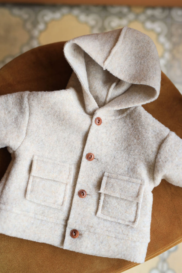 ELIAS RECYCLED WOOL hooded jacket - tortora