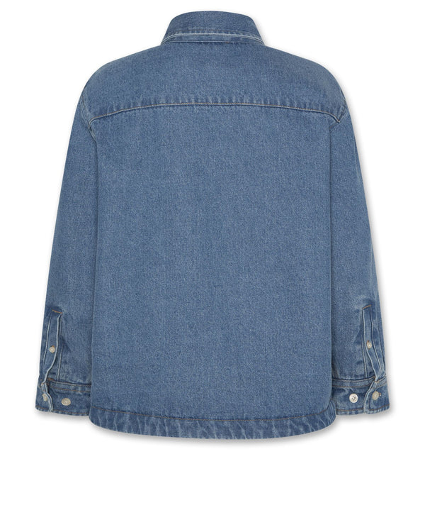 lou quilted denim shirt - 001011 - wash middle