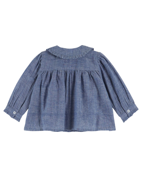 SMOCKED BLOUSE AC061A - CHAMBRAY