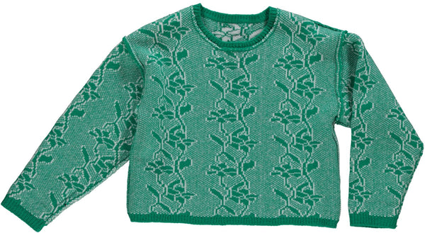 MISS knitted flower jumper - 65 green