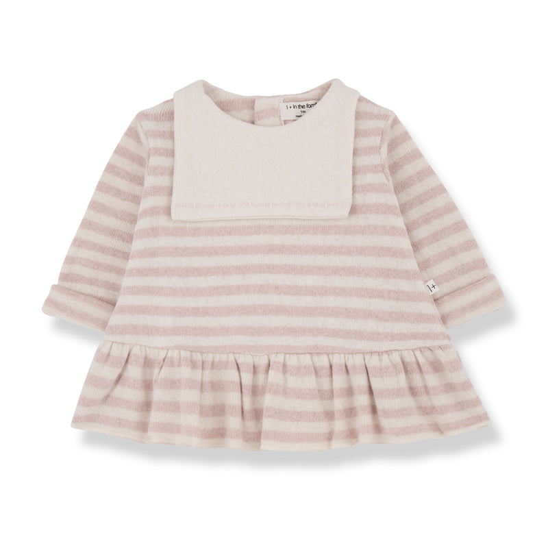 CLAUDETTE SOFT STRIPED FLEECE dress - nude