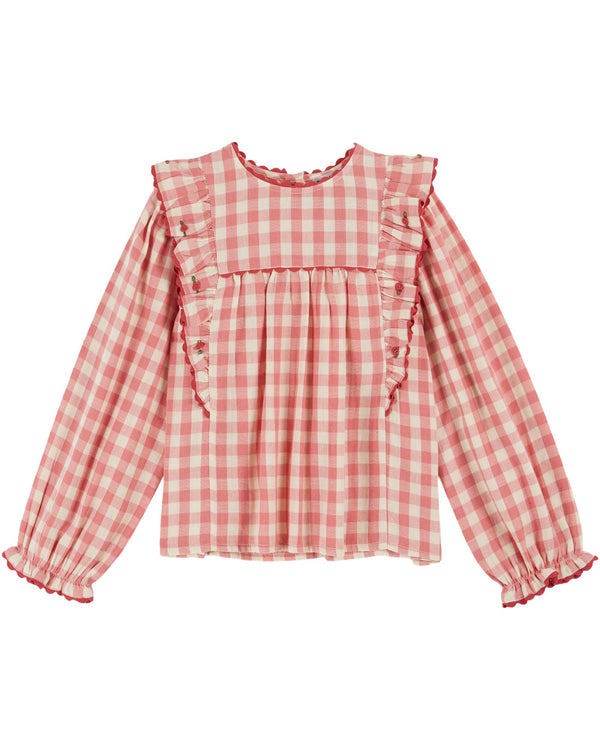 RUFFLED GINGHAM BLOUSE AC067 - GINGHAM