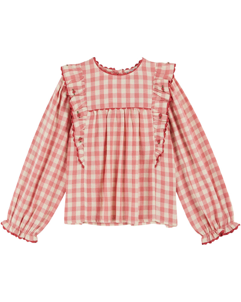 RUFFLED GINGHAM BLOUSE AC067 - GINGHAM