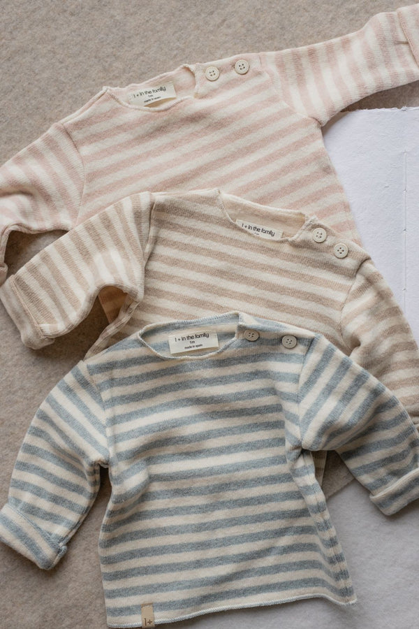 AUBIN SOFT STRIPED FLEECE l.sleeve t-shirt - beige