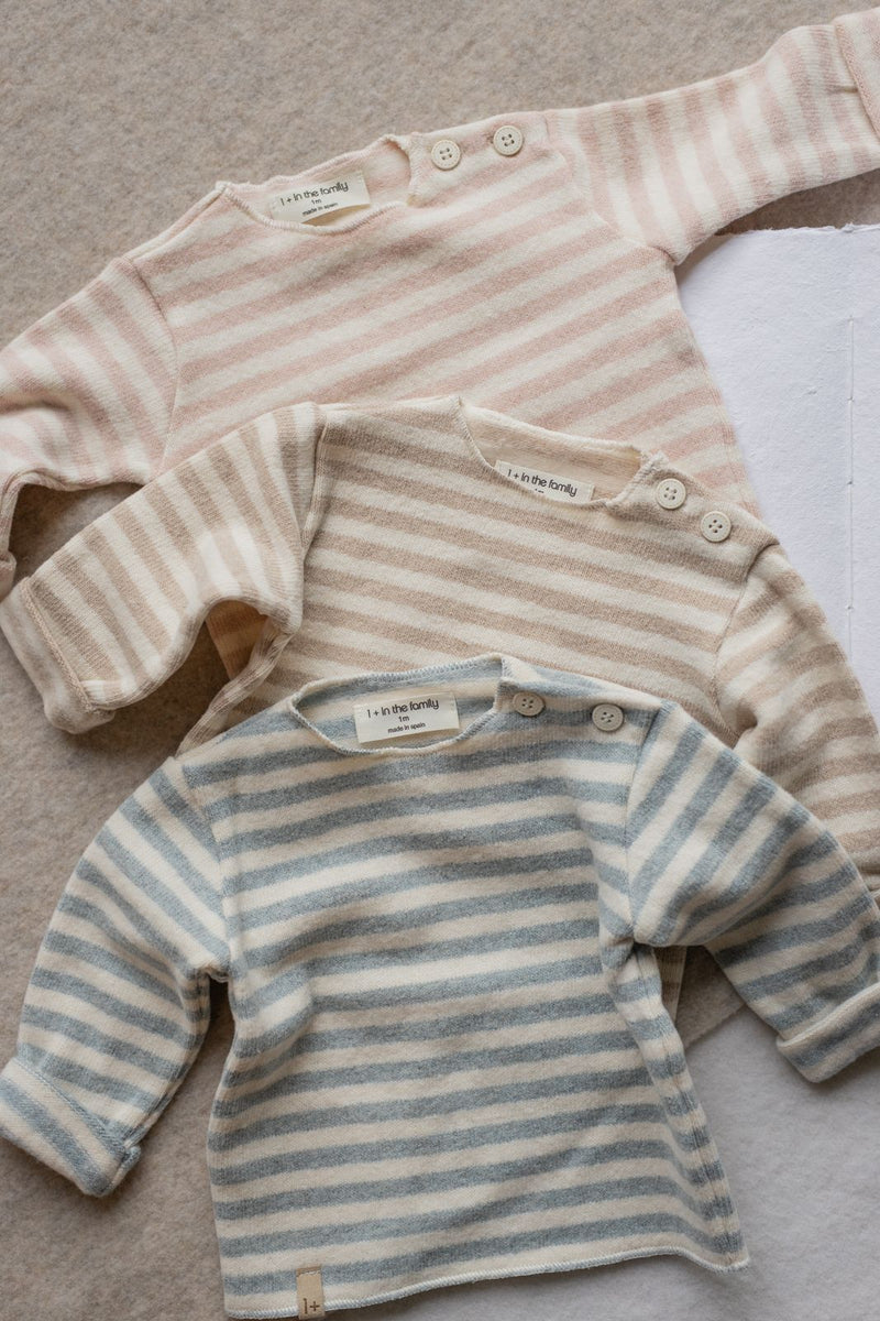 AUBIN SOFT STRIPED FLEECE l.sleeve t-shirt - beige