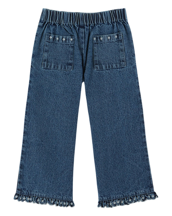 EMBROIDERED DENIM SAILOR TROUSERS AC090 - DENIM