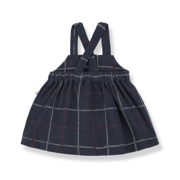 NINA BIG CHECK FLEECE overall skirt - dark-blue
