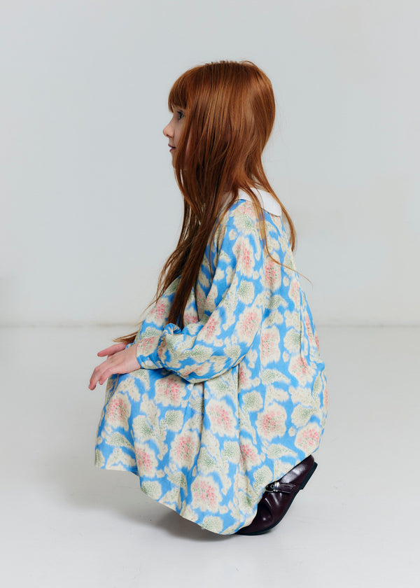 YDA GIRLS DRESS WITH WHITE COLLAR - HENRI BLEU