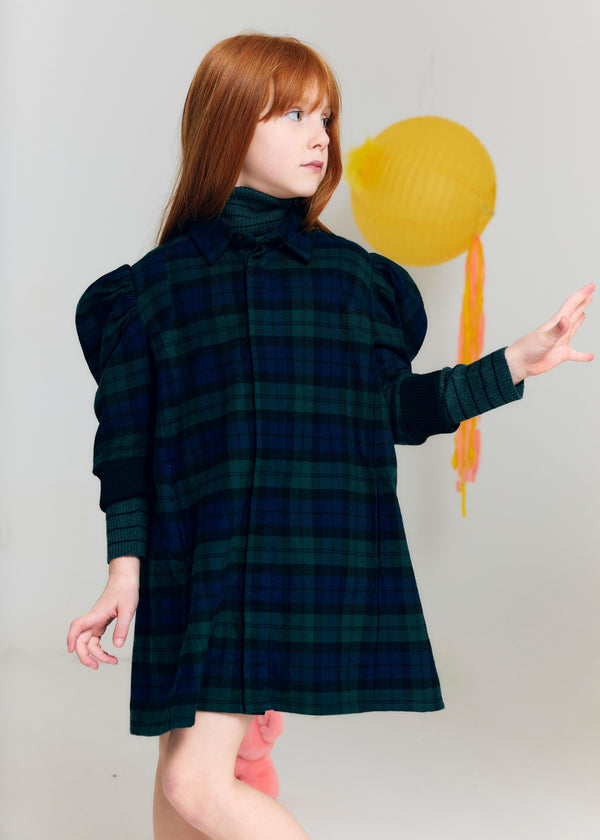 YENTL Teen Dress with Balloon Sleeves - FUJI BLEU